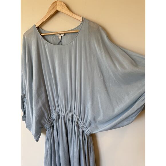 Banana Republic Dress Large Powder Blue Eliana NWT Cotton Silk Maxi Flowy Boho - Picture 4 of 12